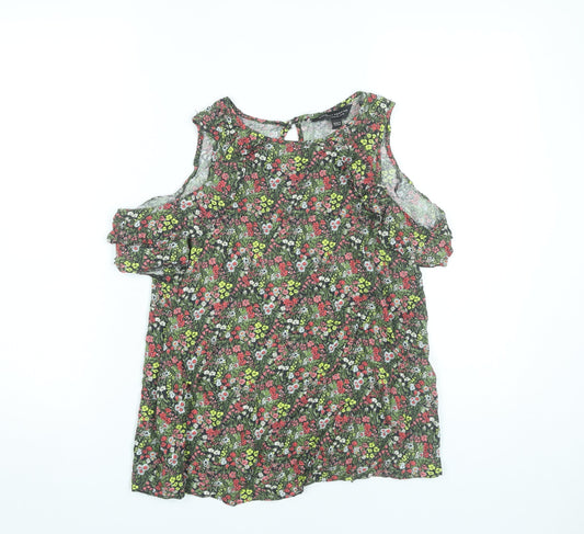 Dorothy Perkins Women’s Multicoloured Floral Cold Shoulder Blouse UK 10