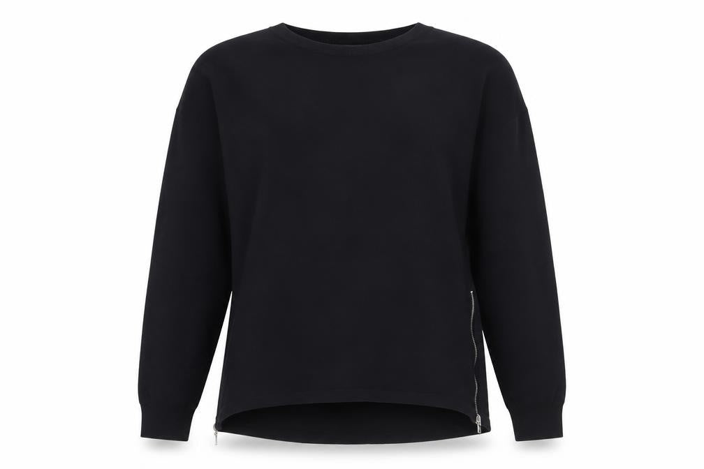 Marks & Spencer Womens Black Size 12 Pullover Jumper with Zip Detail
