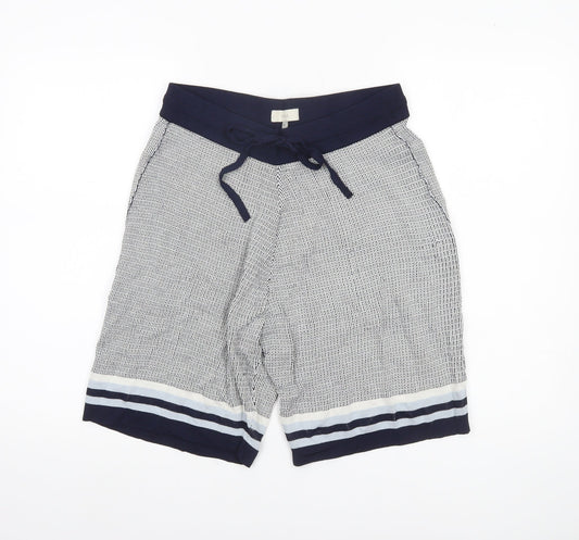 Moss Women Blue Knit Sweat Shorts Size M Casual Drawstring Summer