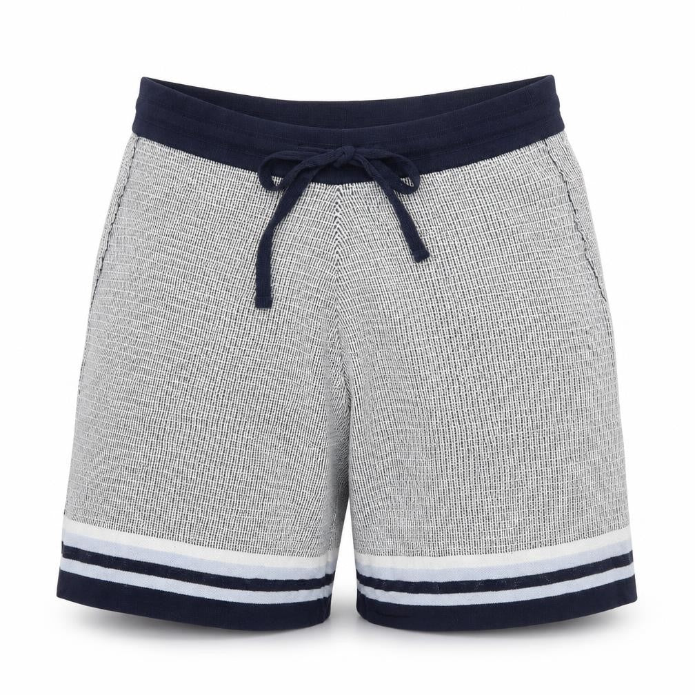 Moss Women Blue Knit Sweat Shorts Size M Casual Drawstring Summer