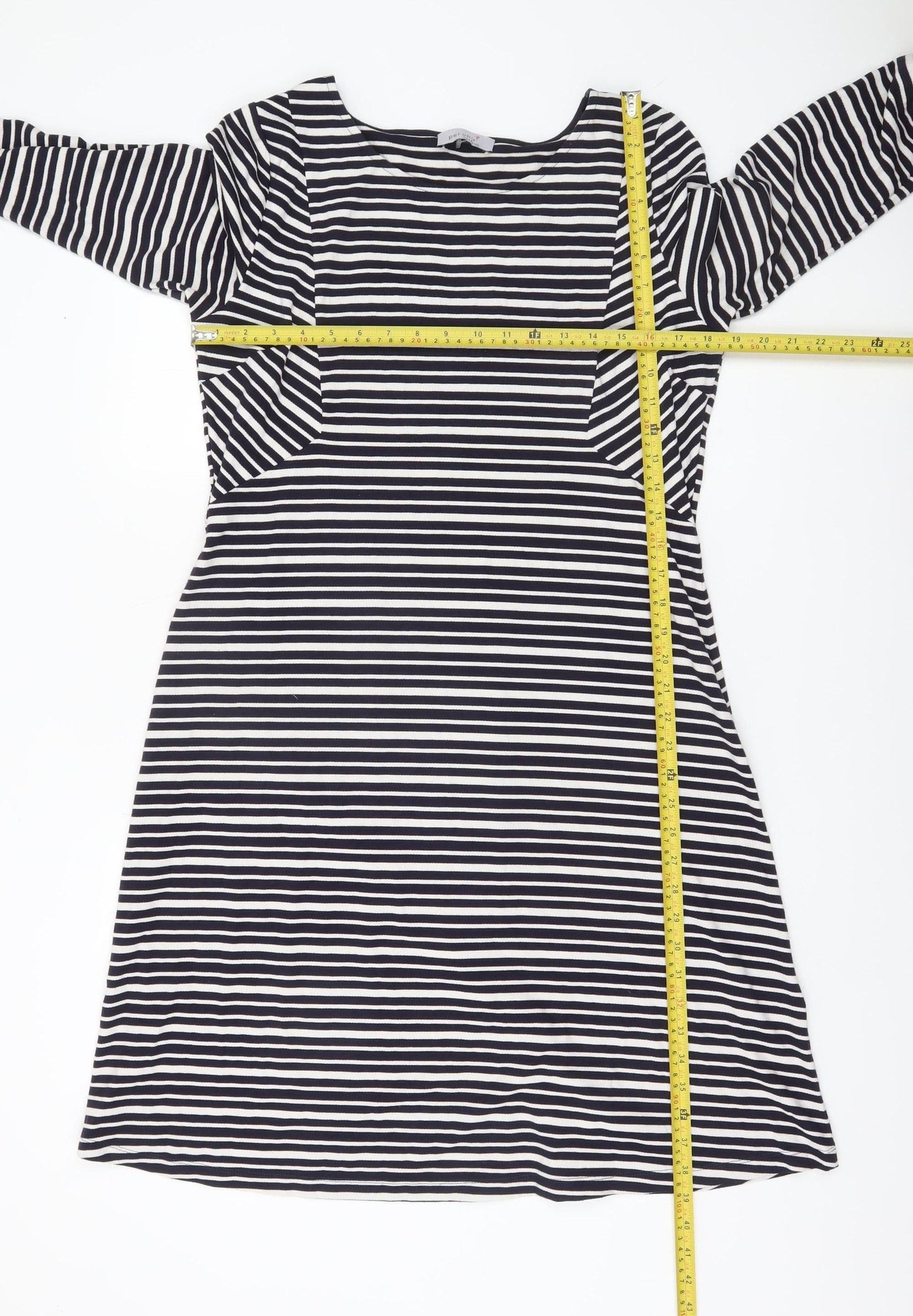 Marks and Spencer Womens Black White Striped Shift Dress Size 14