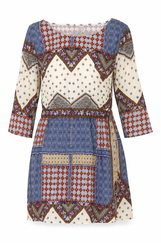 H&M Divided Women’s Multicoloured Size 10 Boho Geometric Shift Dress