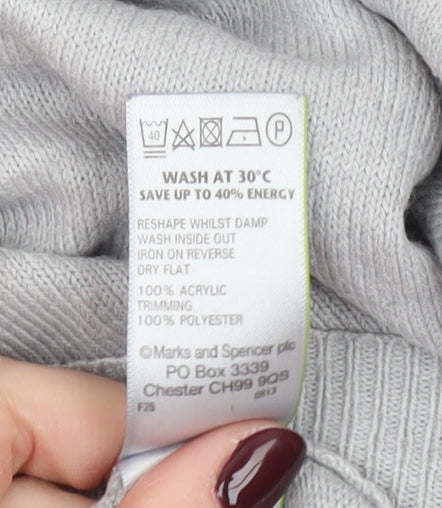 Marks and Spencer Women’s Grey Sequin Scoop Neck Jumper Size 14