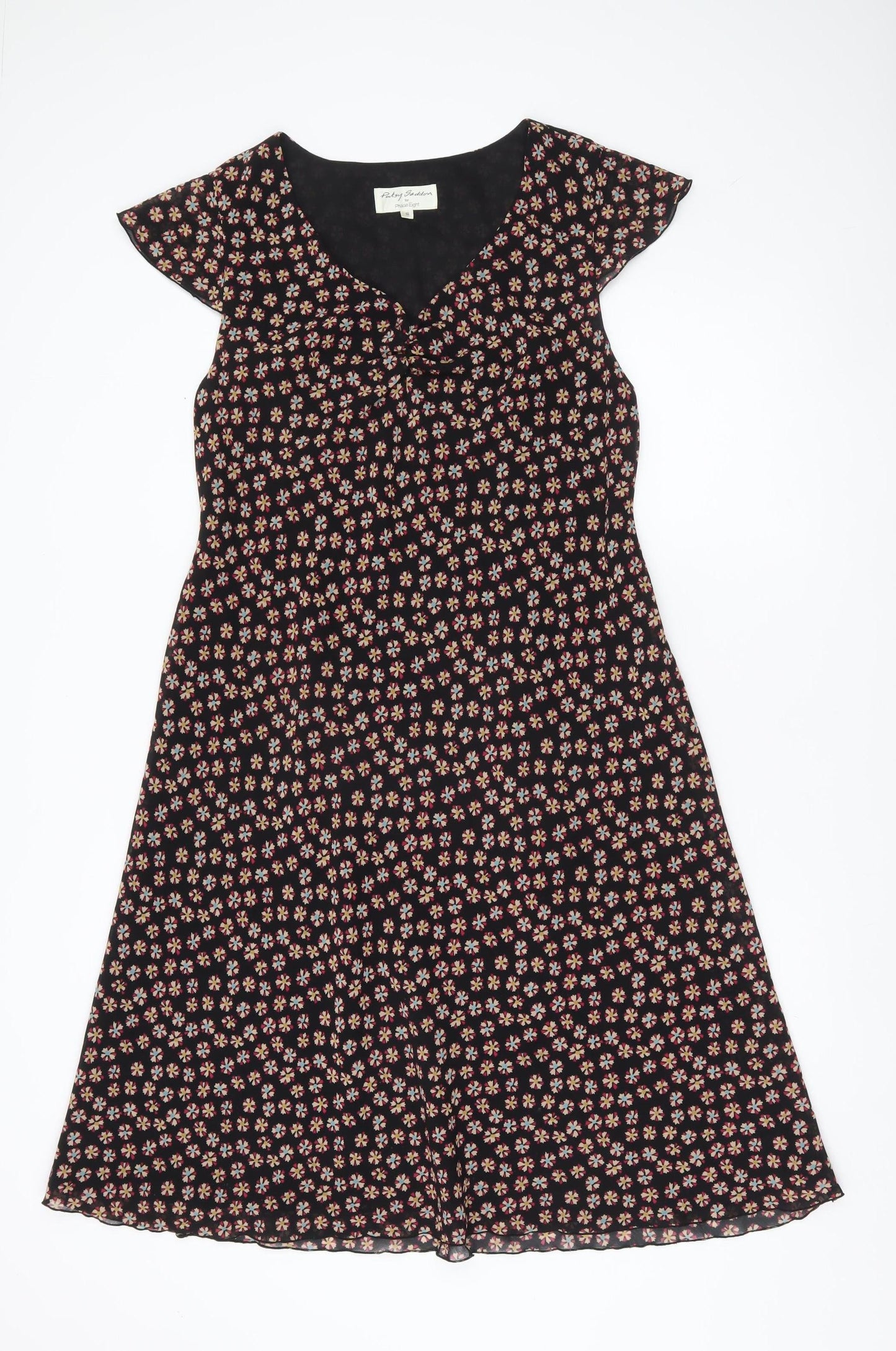Phase Eight Women’s Black Floral A-Line Dress Size 16