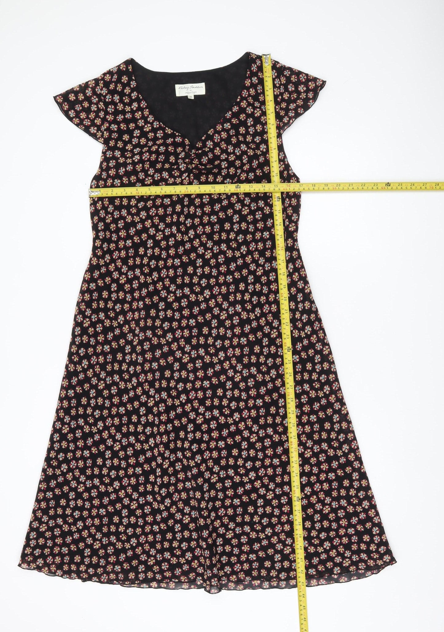 Phase Eight Women’s Black Floral A-Line Dress Size 16