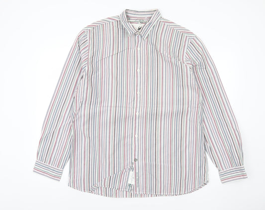 Rocha John Rocha Men's Multicoloured Striped Cotton Shirt L