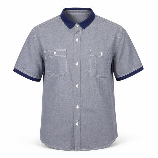 DNM 73SR Men’s Blue Chambray Cotton Short Sleeve Shirt XL