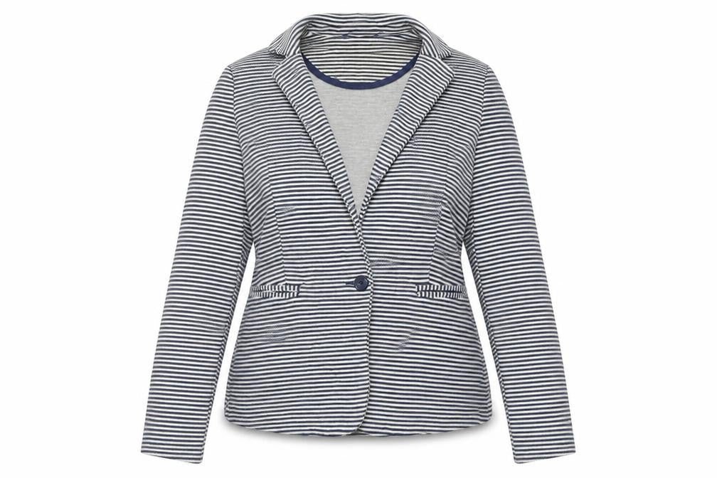 New Look Womens Blue Striped Jersey Blazer Jacket Size 12