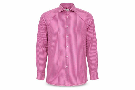 Next Men’s Pink Striped Cotton Shirt 15.5 Collar Regular Fit Long Sleeve