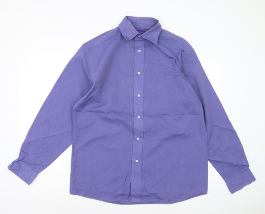 Allders Men’s Purple Cotton Classic Fit Long Sleeve Button-Up Shirt Size 15