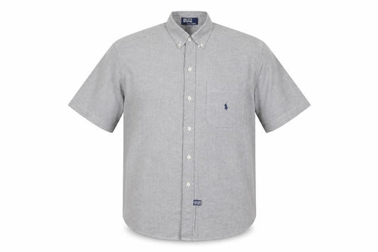 Polo Men’s Grey Cotton Short Sleeve Button-Down Shirt M