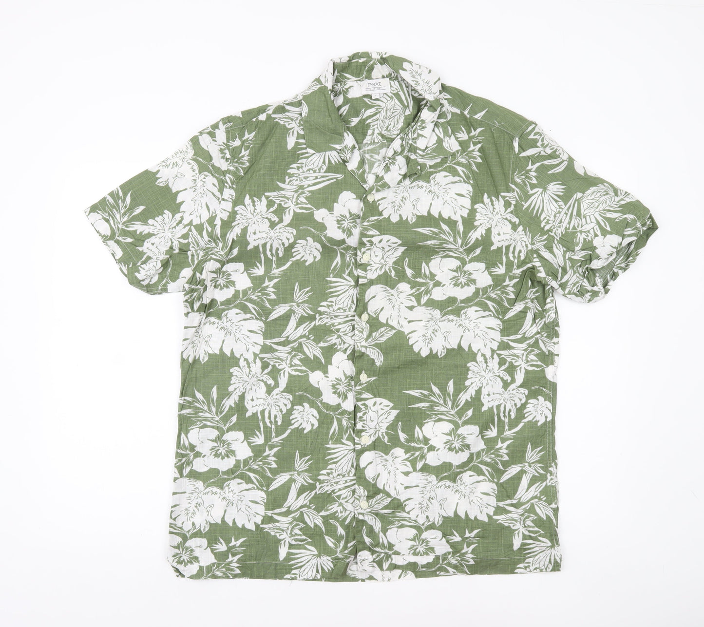 Next Men’s Green Floral Slim Fit Hawaiian Shirt L 42-44"