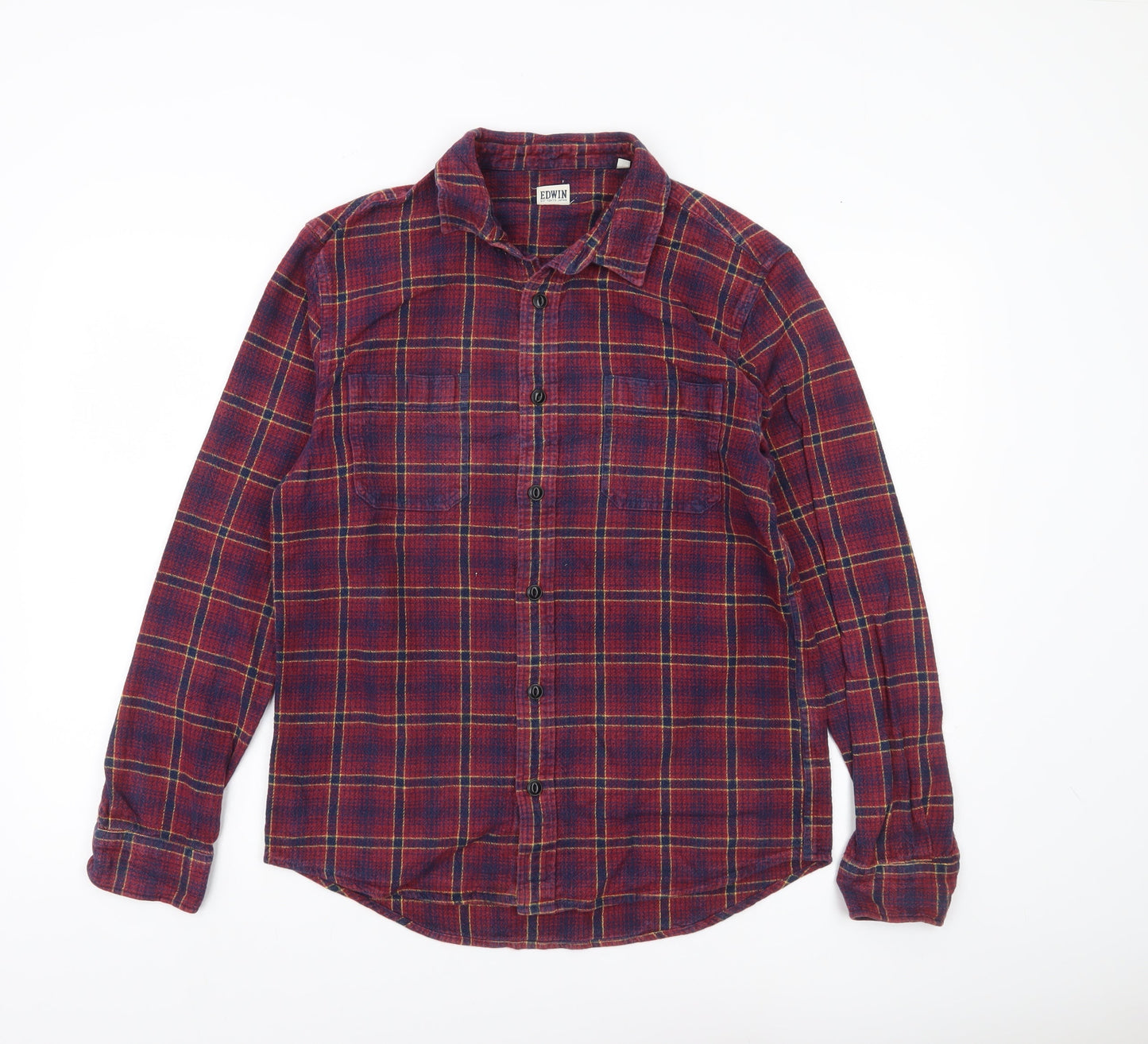 Edwin Men’s Red Flannel Plaid Shirt Size M Long Sleeve Casual
