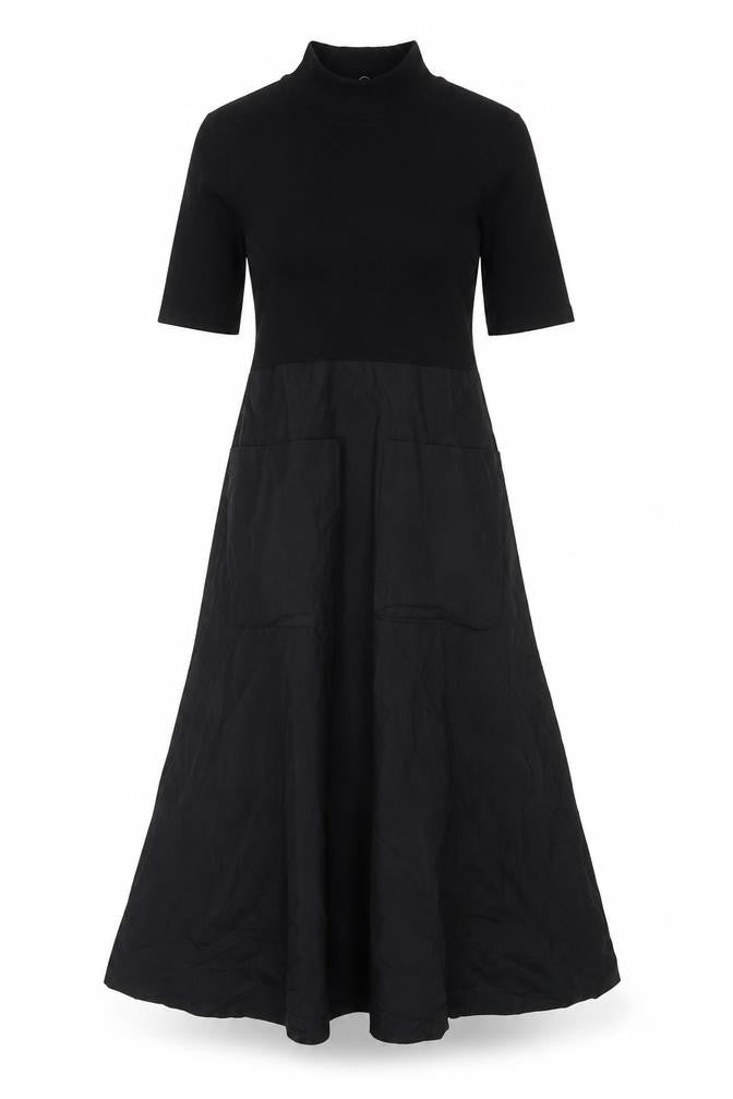 Zara Women Black Size 8 A-Line Long Dress High Neck Pockets