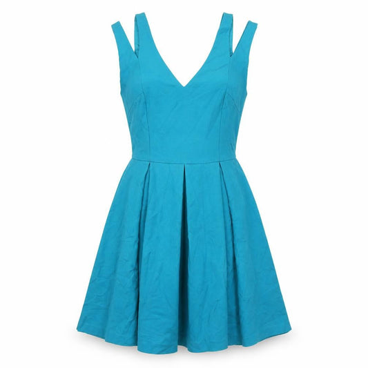 Oasis Women’s Blue Skater Dress Size 8 V-Neck Sleeveless