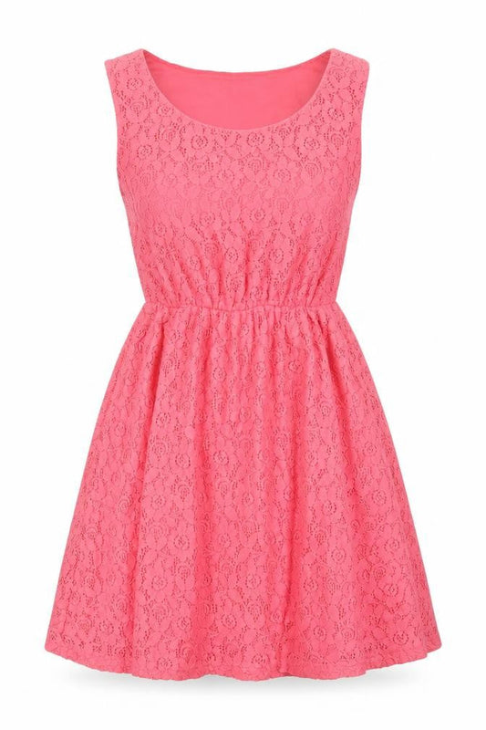 New Look Women’s Pink Lace A-Line Knee Length Dress Size 8