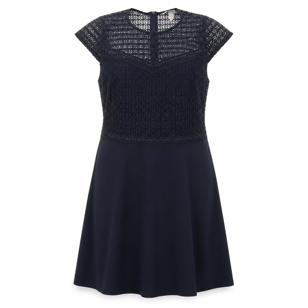 H&M Women Blue Size 12 A-Line Lace Knee Length Dress