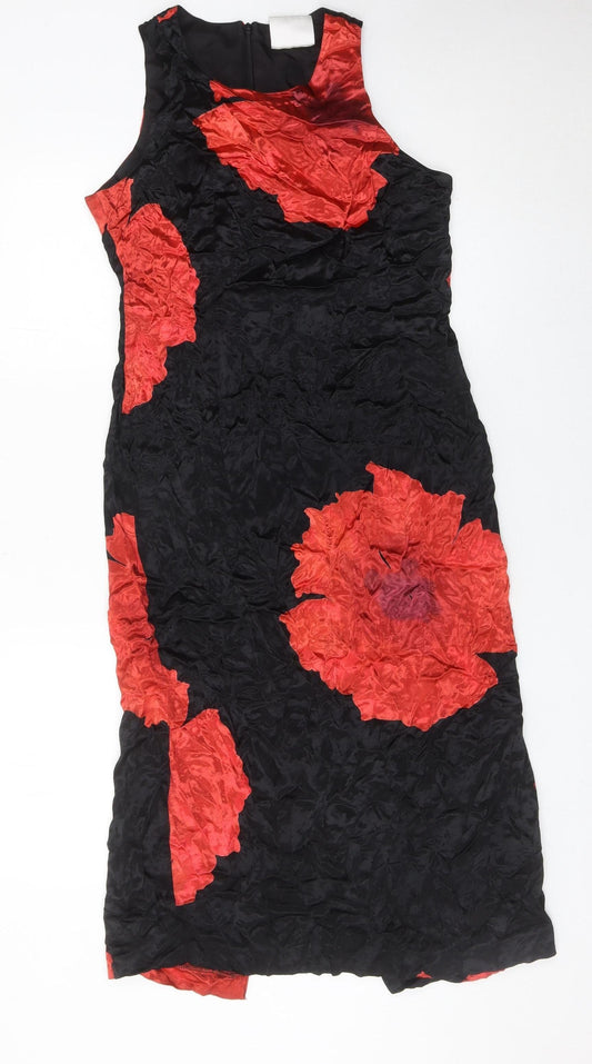 Richards Women's Black Red Floral Sheath Dress Size 12