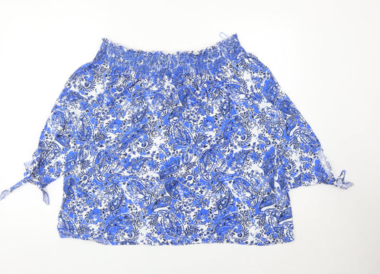 Next Women’s Blue Paisley Off Shoulder Blouse UK 16
