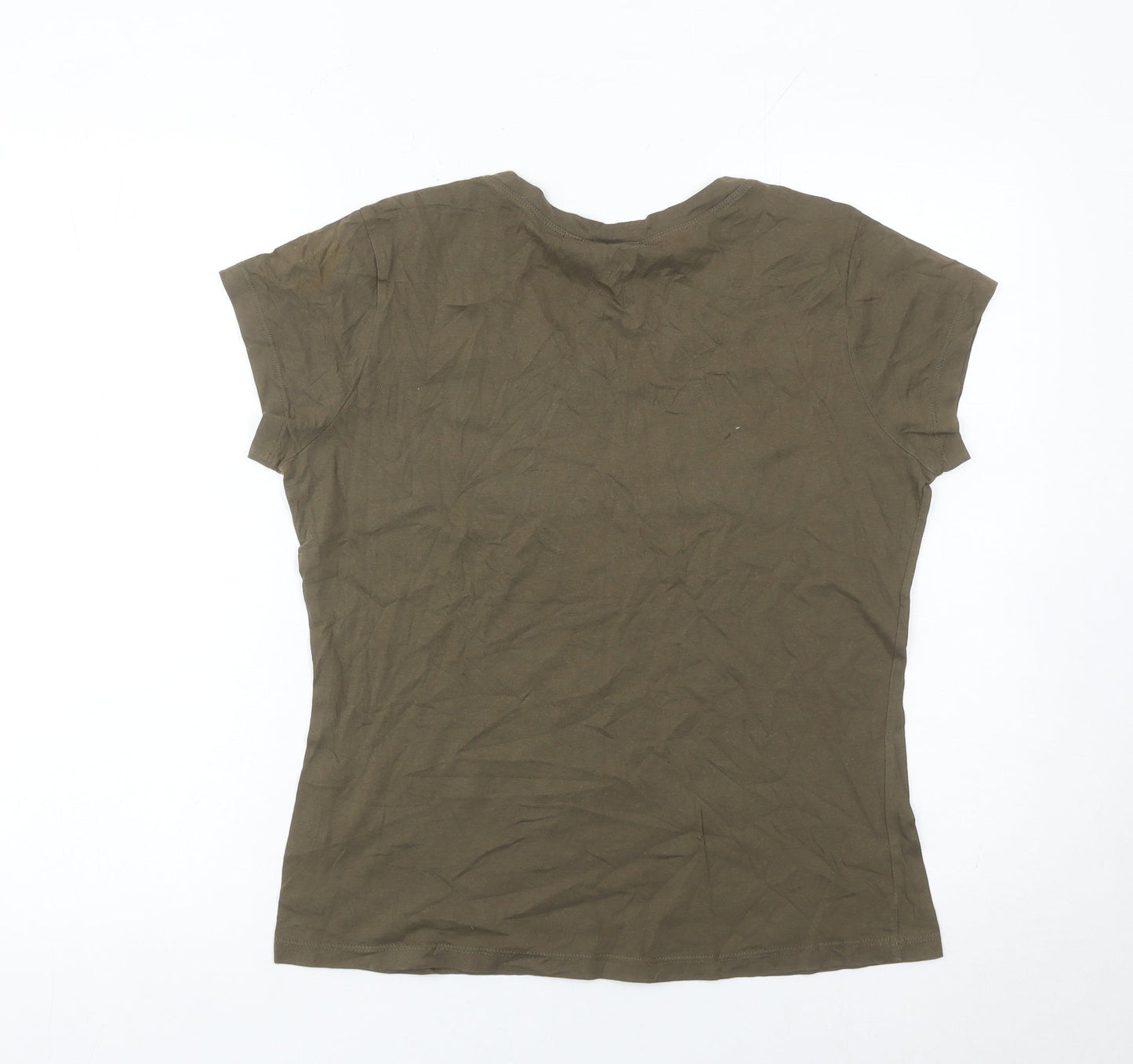 Mexx Women’s Brown Scoop Neck Beaded Vintage T-Shirt Size XL