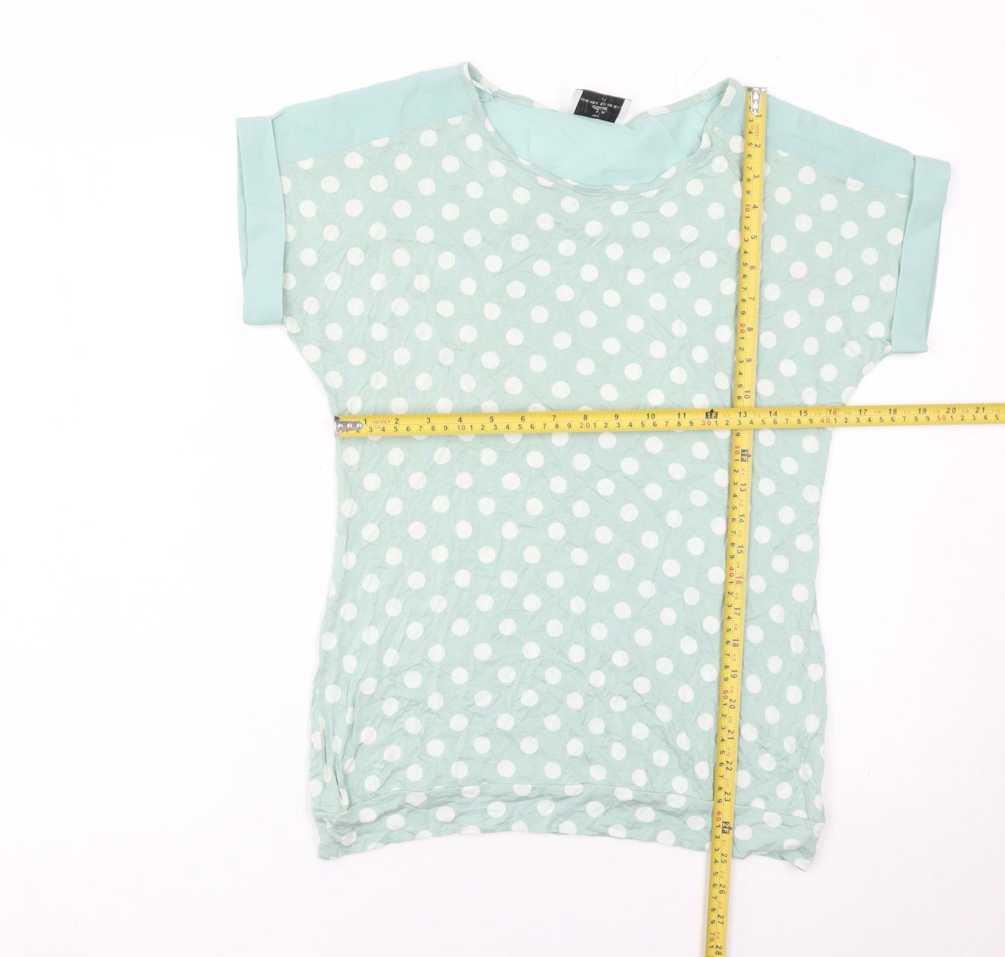 Next Womens Green Polka Dot Short Sleeve Viscose T-Shirt Size 10