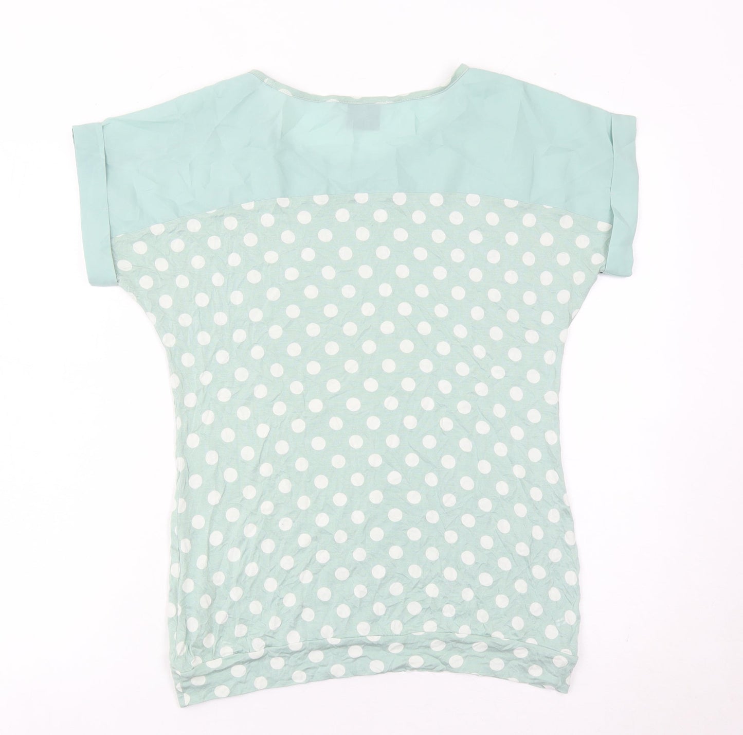 Next Womens Green Polka Dot Short Sleeve Viscose T-Shirt Size 10