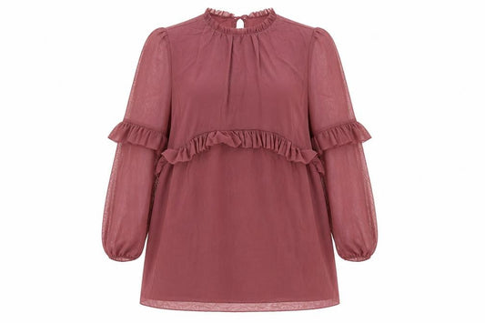 Marks & Spencer Women’s Petite Purple Shift Dress Size 14 Ruffle Long Sleeve