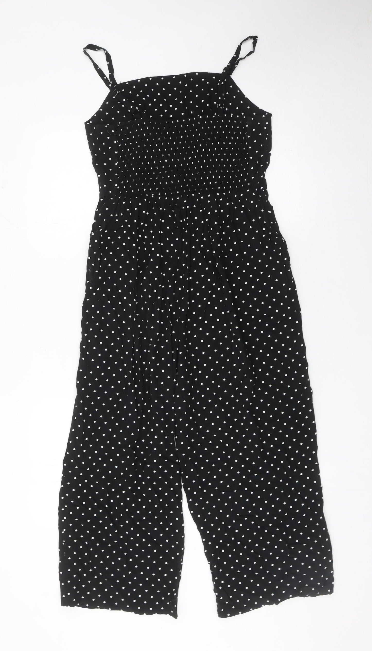 Old Navy Women Black Polka Dot Jumpsuit Size M Wide-Leg Sleeveless