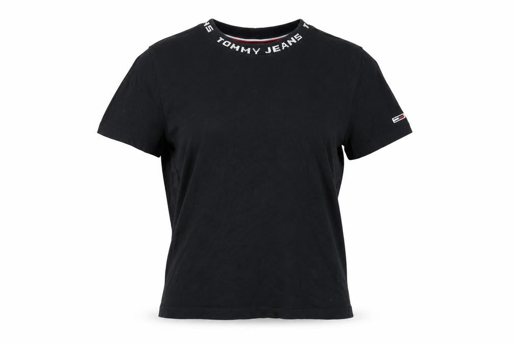 Tommy Jeans Women Black S Basic Cotton Crew Neck T-Shirt