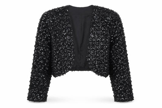 Linea Privata Girls Black Sequin Shrug Long Sleeve Party Cardigan Size 15Y