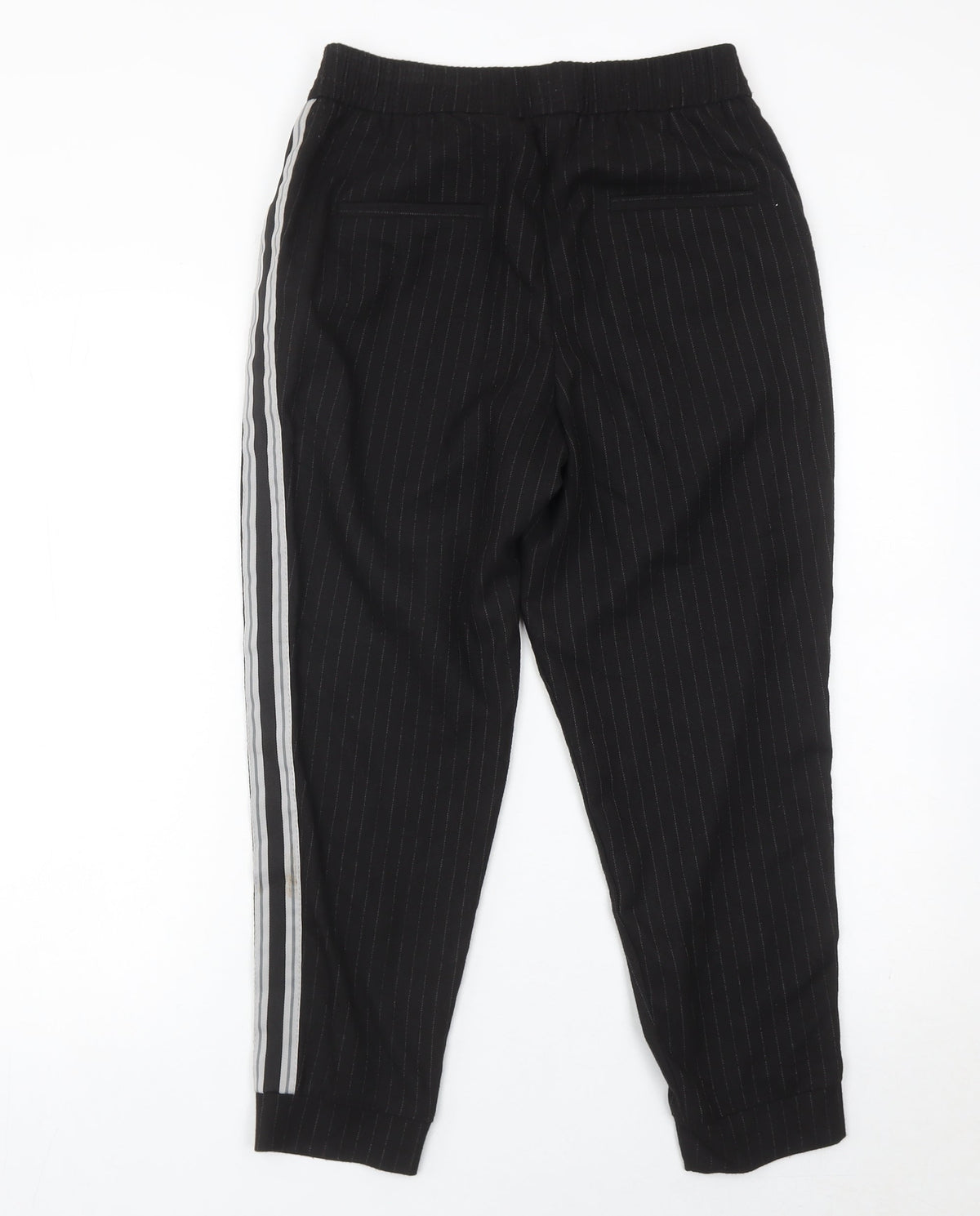 Zara Women Black XS Jogger Trousers Striped Casual Tapered