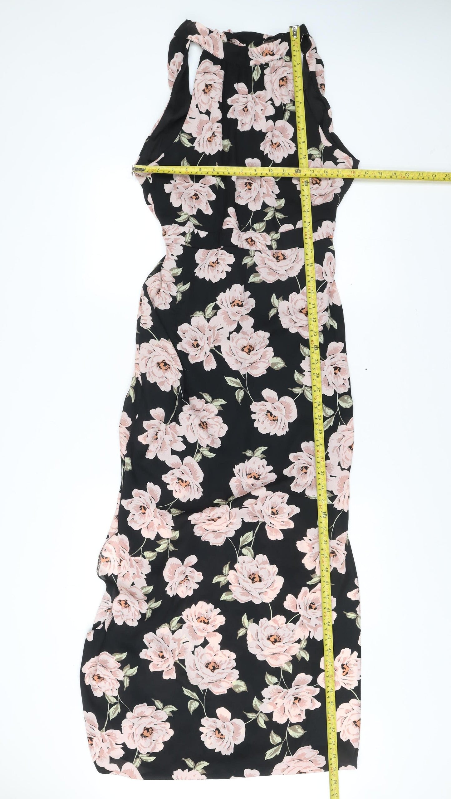 New Look Women’s Black Floral Maxi Halter Dress Size 10
