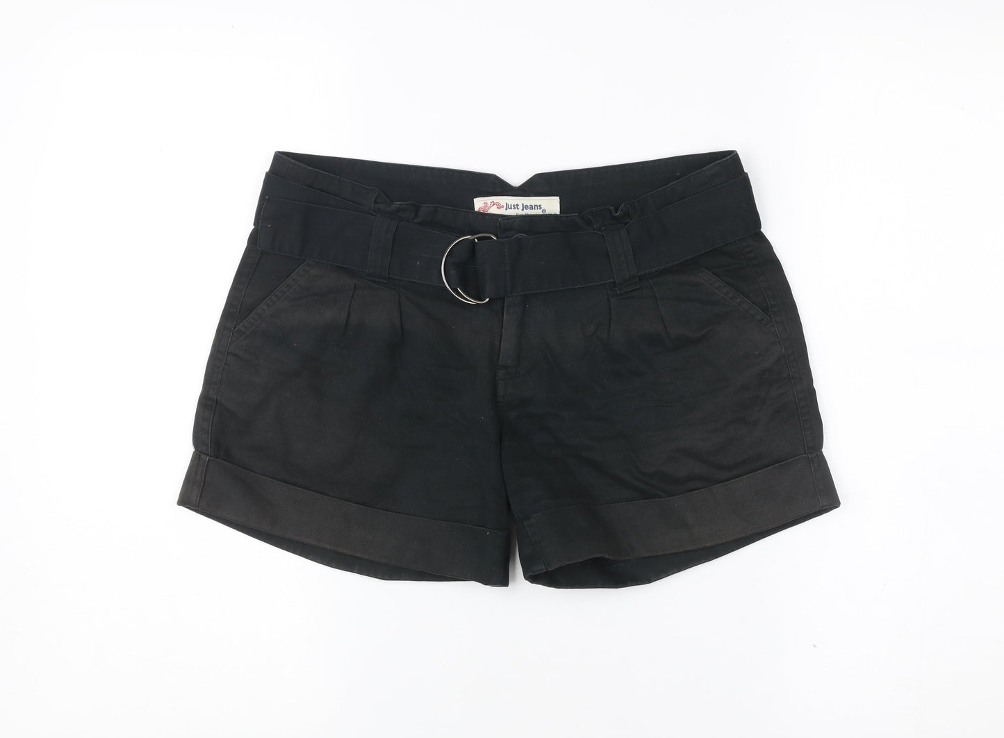 Just Jeans Women’s Black Chino Shorts Size 8 Cotton Belted