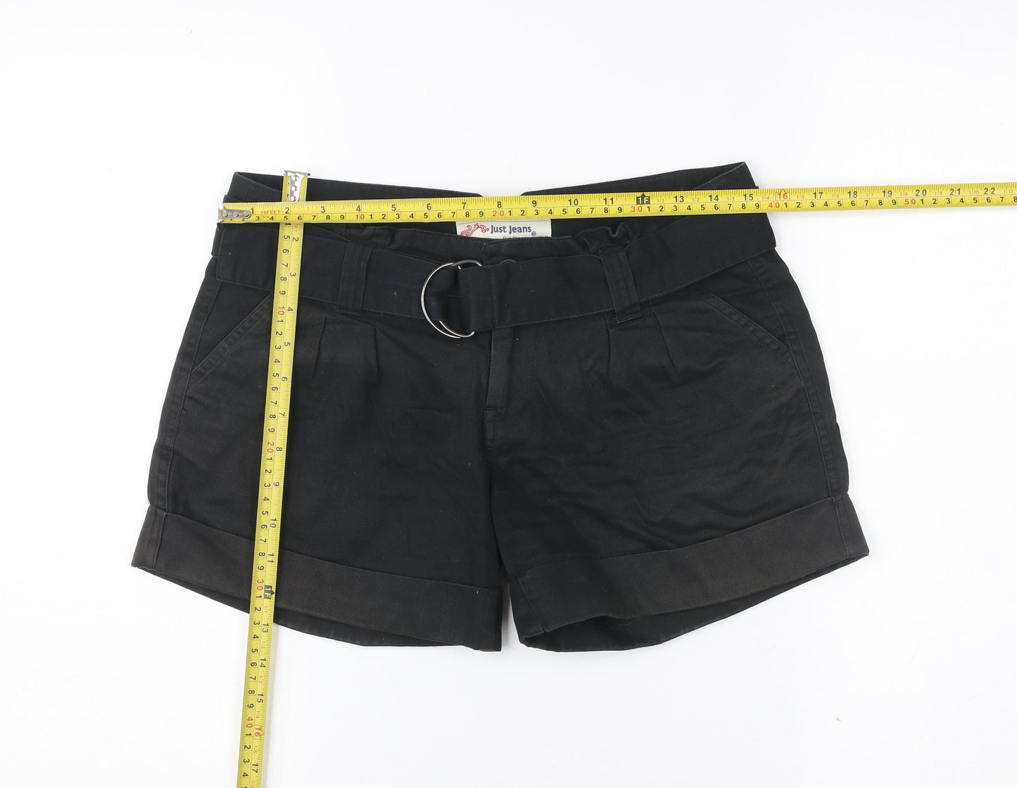 Just Jeans Women’s Black Chino Shorts Size 8 Cotton Belted