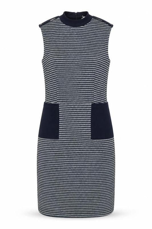 Tu Women Blue Stripe Shift Dress Size 8 Knee Length Sleeveless
