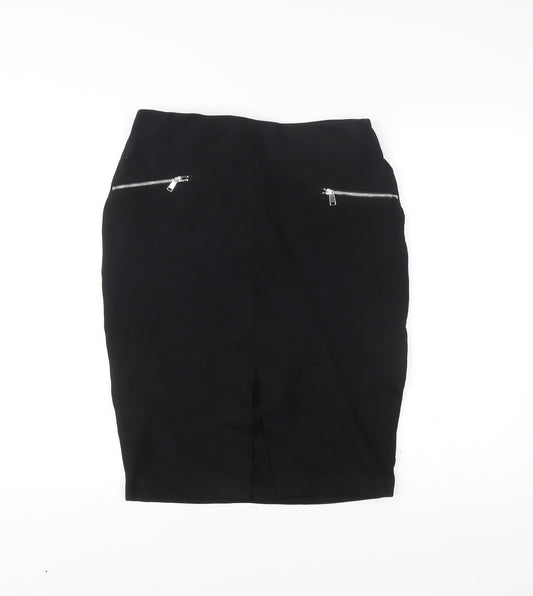 F&F Women’s Black Size 10 Pencil Skirt with Zip Detail