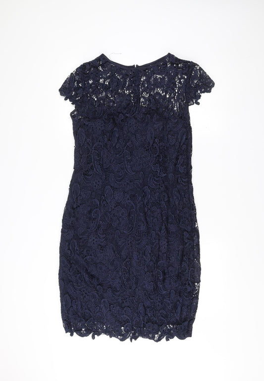 Stenay Women Blue Lace Sheath Cocktail Dress Size 12