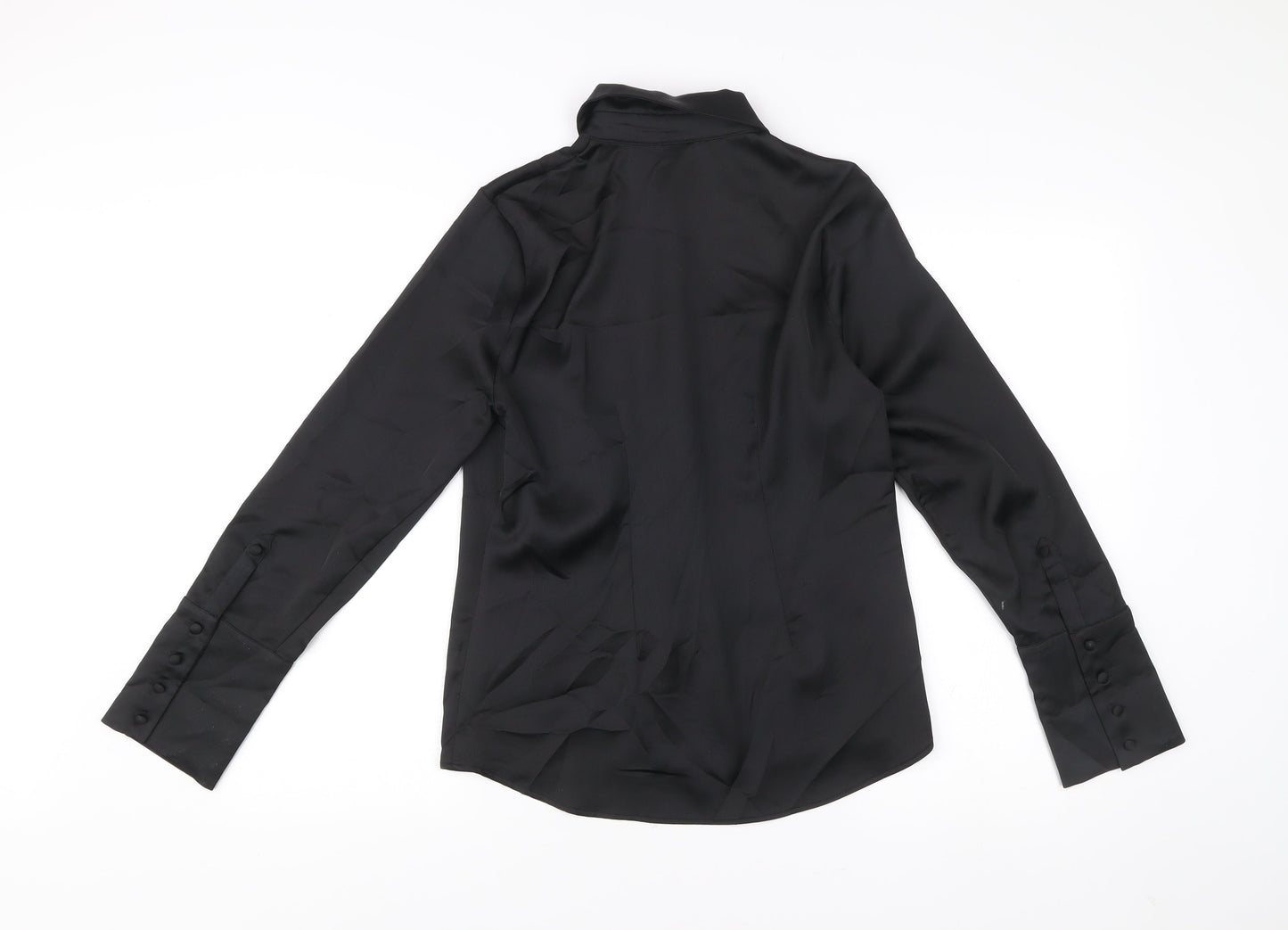 River Island Women’s Black Button-Up Long Sleeve Shirt Size 8 Polyester Workwear
