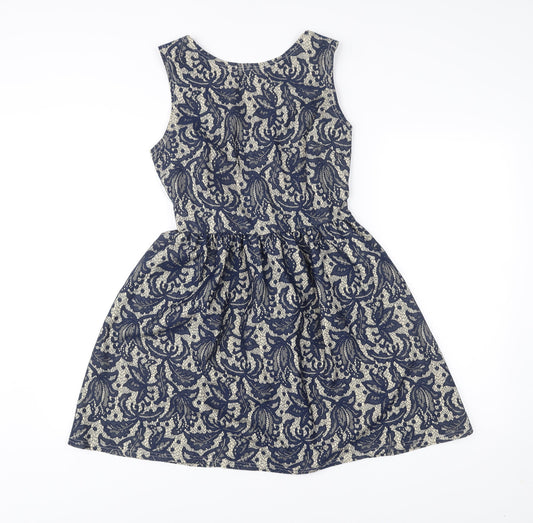 Atmosphere Women’s Blue Floral Lace Fit & Flare Sleeveless Dress UK 12