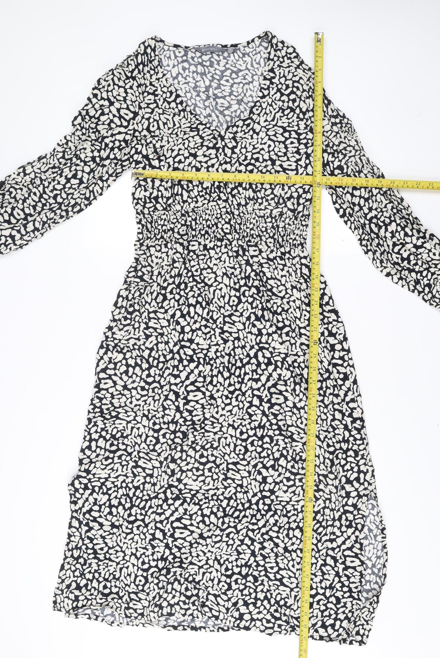 Principles Womens Black Animal Print Midi A-Line Dress Size 12