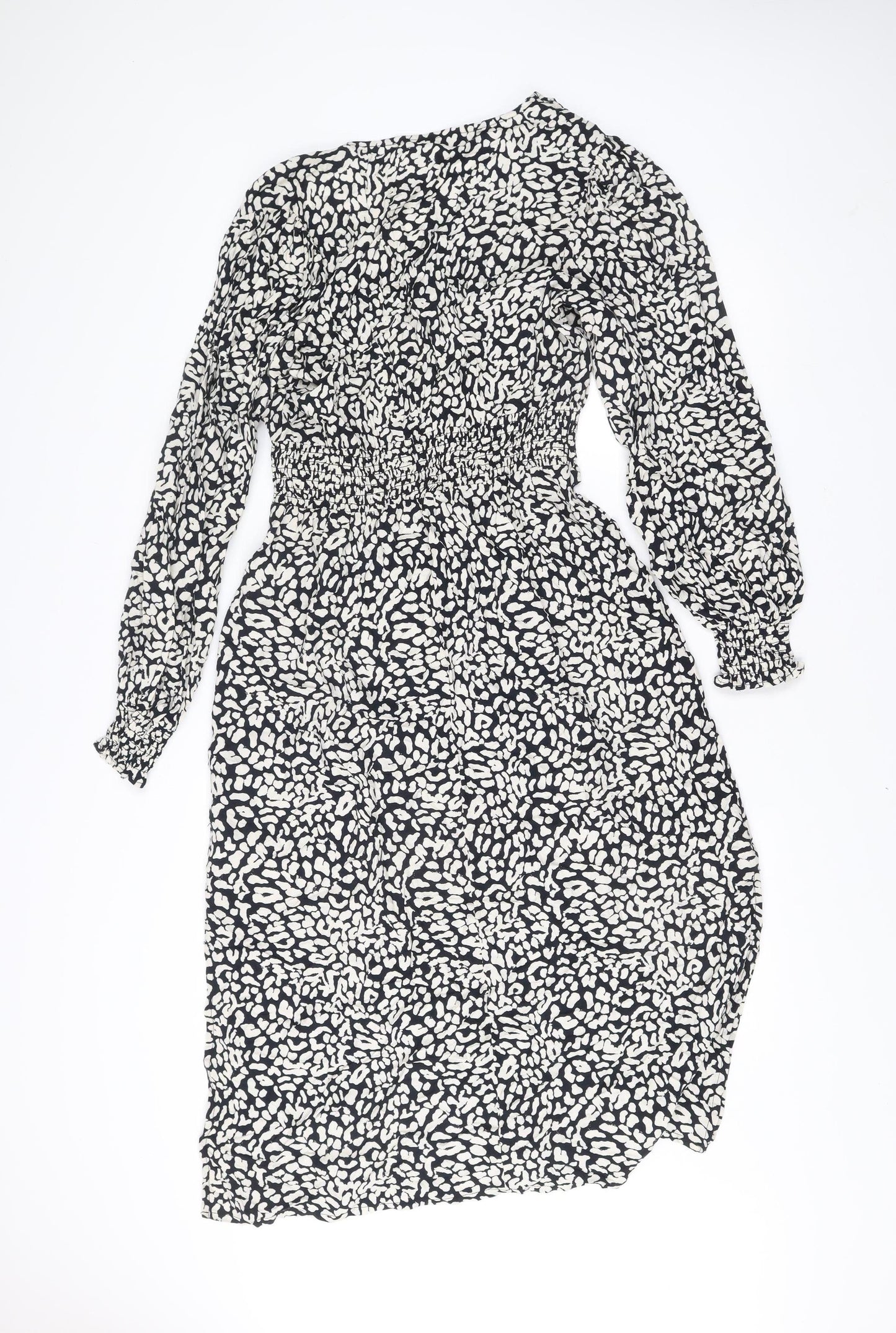 Principles Womens Black Animal Print Midi A-Line Dress Size 12
