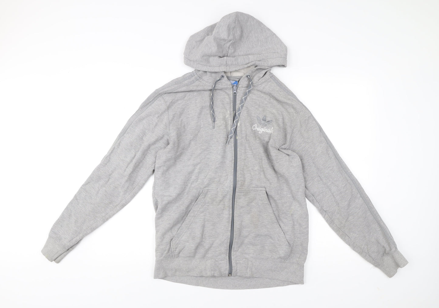 Adidas Mens Grey Full Zip Hoodie Sweatshirt M Regular Fit Sportswear