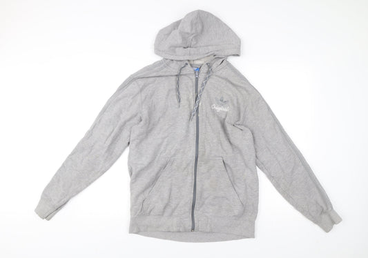 Adidas Mens Grey Full Zip Hoodie Sweatshirt M Regular Fit Sportswear