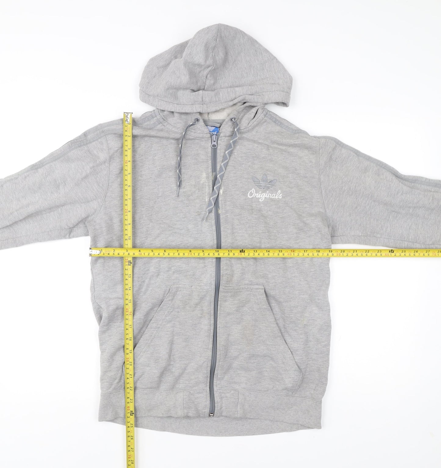 Adidas Mens Grey Full Zip Hoodie Sweatshirt M Regular Fit Sportswear