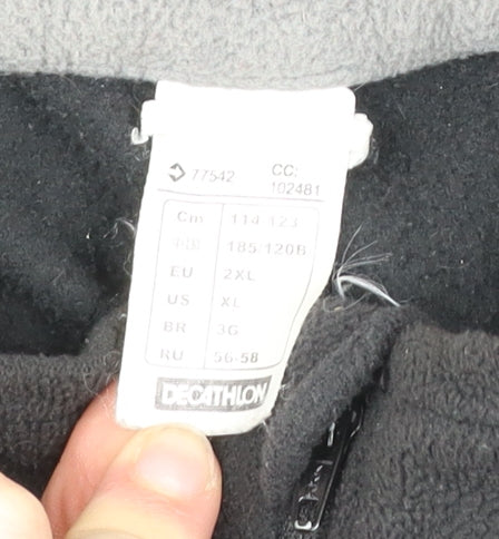 Decathlon Mens Black 2XL Pullover Fleece Sweatshirt Half Zip