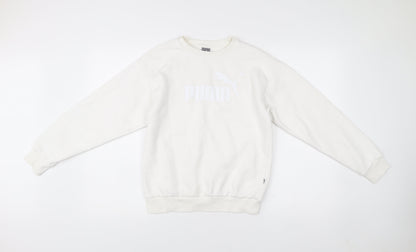 Additional front view of Puma women’s white xs pullover sweatshirt crew neck logo cotton blend