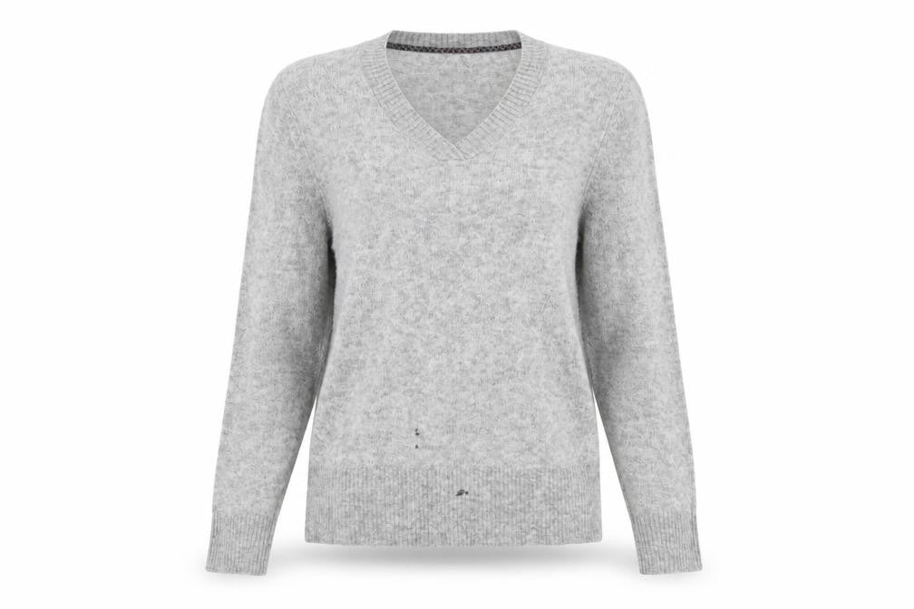White Stuff Women Grey Size 16 V-Neck Wool Blend Jumper
