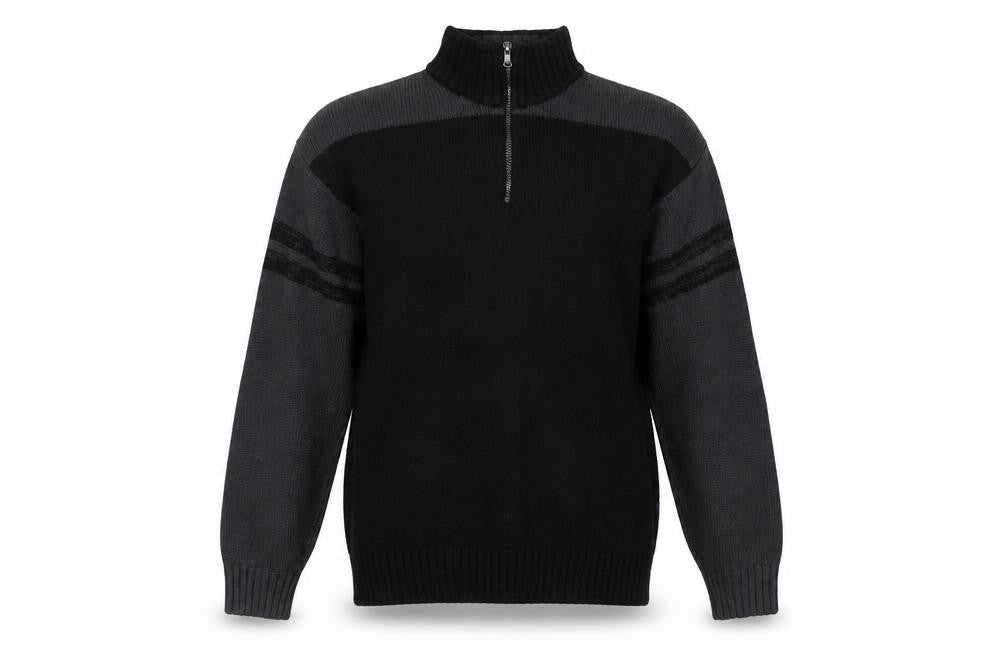 Tricot Marine Men’s Black Grey Wool Blend 1/4 Zip Mock Neck Sweatshirt XL