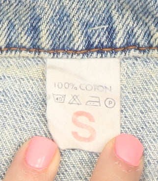 JEANS Womens Blue Cropped Denim Jacket Size S Retro Button Up