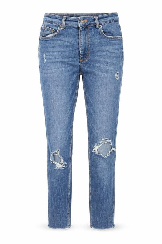Zara Women’s Blue Skinny Distressed Jeans Size 10 Mid Rise